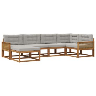 vidaXL Conjunto De Sof&aacute;s De Exterior 6 Pcs Natural Y Gris Claro Vidaxl