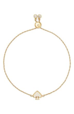 Kate Spade New York enamel spade charm slider bracelet in White at Nordstrom