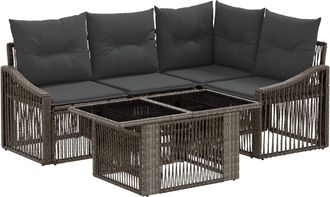 vidaXL Conjunto De Sof&aacute;s De Jard&iacute;n 5 Uds. Gris Y Gris Oscuro Vidaxl