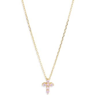 Argento Vivo Pink Cubic Zirconia Cross Pendant Necklace in Gold at Nordstrom Rack