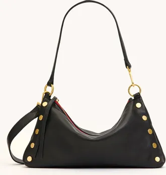 Hammitt Hammitt Kyle Black Brushed Gold Red Zip Med