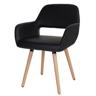 Hhg Nunca Usado] Silla De Comedor Hhg 428 Ii, Silla Silla De Cocina, Dise&ntilde;o Retro A&ntilde;os 50, Polipiel, Negro, Patas Ligeras
