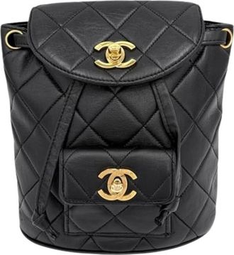Chanel Pre-owned Matelasse Rugzak - Dames - Vintage Rugzakken - Zwart - ONE Size - Leer - Vintage