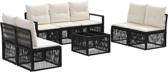 vidaXL Conjunto De Sof&aacute;s De Jard&iacute;n 8 Uds. Negro Rat&aacute;n Sint&eacute;tico Vidaxl