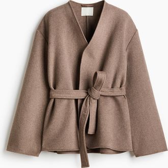 H&M Mantel mit Bindeg&uuml;rtel - Beige