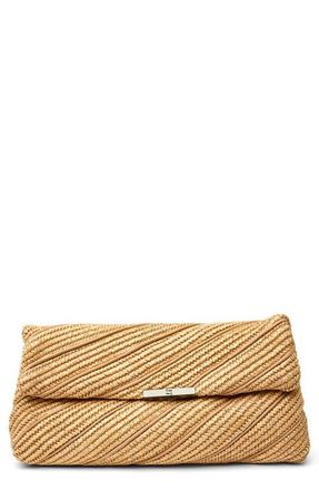 Think Royln Embrace Clutch in Beige/Beige Luxe & Raffia at Nordstrom