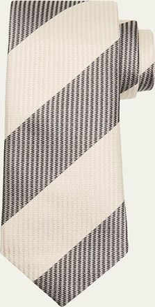 Brunello Cucinelli Mens Diagonal Stripe Silk Tie