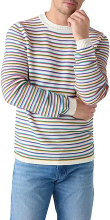 Robert Talbott Hilton Multi Stripe Rollneck Sweater in White Multi at Nordstrom, Size Xx-Large