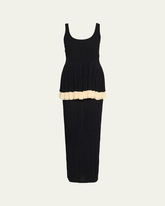 Ashlyn Kishi Sleeveless Pleated Knit Layered Dress