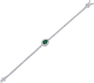 Kenneth Jay Lane Pear Cubic Zirconia Tennis Bracelet in Green/Silver at Nordstrom Rack, Size 7