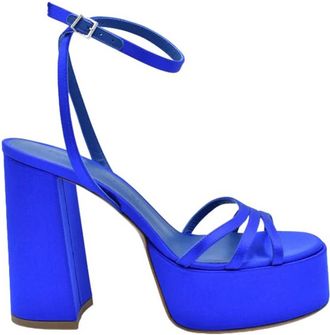 Sergio Levantesi Blauwe Zijden Plateau Sandalen - Dames - Sandalen met hakken - Blauw - 38 EU - Schoenen