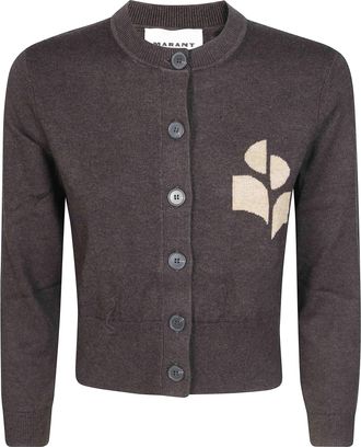 Isabel Marant Newtong Cropped Abstract Motif Knit Cardigan