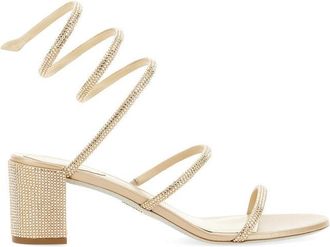 Rene Caovilla Cleo Block Heel Leather Sandals