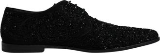 Dolce & Gabbana Mens Embroidered Loafers Black Suede Leather - Size EU 45