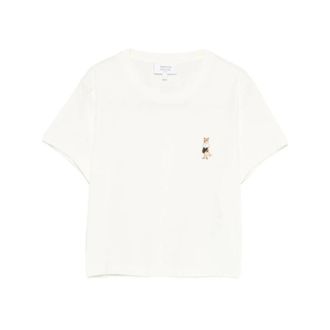 Maison Kitsun&eacute; Fox Embroidery T-Shirt - female - Maison Kitsun&eacute; - T-Shirts - White - M - Tops
