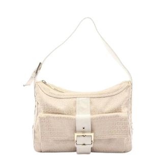 Fendi Pre-owned Shoulder Bags, female, Beige, Size: ONE SIZE Pre-owned MicroFF Canvas Leather Shoulder Bag