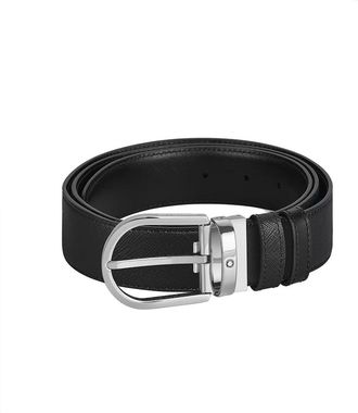 Montblanc Black Logo Cut To Size Reversible Belt