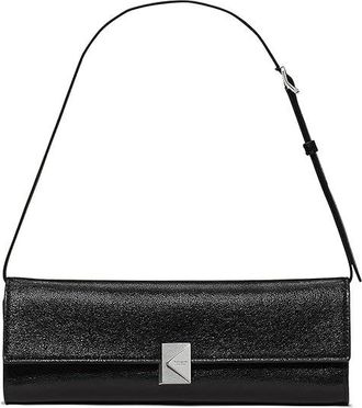 Kate Spade New York Deco Glazed Leather Soft Mini Shoulder Wallet Womens Handbags Black