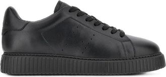 Hogan Black Minimalist Perforated Leather Sneakers