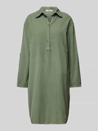 Zabaione Knielanges Hemdblusenkleid mit kurzer Knopfleiste in Khaki, Gr&ouml;&szlig;e S