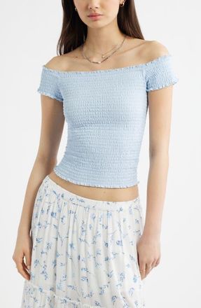 BP. Off the Shoulder Smocked Top in Blue Bird at Nordstrom, Size Xx-Small