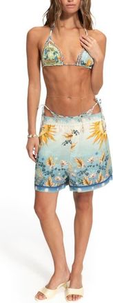 Agua Bendita Watts Solstice Print Cover-Up Shorts in Blue at Nordstrom, Size Medium