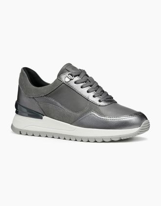 Geox Womens Geox D Desya A Leather Womens Dark Grey/Gun Trainers - Size: 7.5