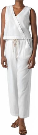 Lilla P Cross Front Sleeveless Top In Flax