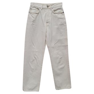 Acne Studios Mece Beaten Straight Leg Jeans in White Cotton