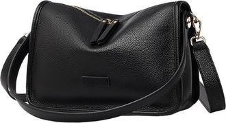 Generic Compatible For Soft Genuine Leather Bag Women Shoulder Crossbody Purse Female Handbag(Black)