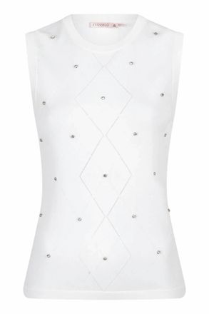 Esqualo Womens Salli Sleeveless Knit Sweater In Off White