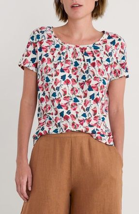 Seasalt Cornwall Appletree Keyhole T-Shirt in Parasol Floral Chalk at Nordstrom, Size 8