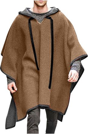 Generic Hooded Cloak Men Irregular Hem Hoodie Hooded Poncho Cape Casual Stylish Coat Sweatshirts Pullover Comfort Solid Color Windbreaker Shawl Cape