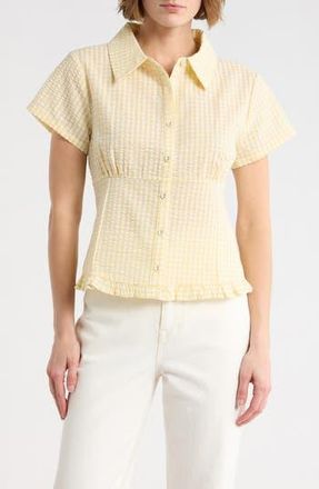 Vigoss Gingham Fitted Top in Yellow at Nordstrom Rack, Size X-Small