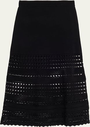 SIMKHAI Westly Open-Stitch Midi Skirt