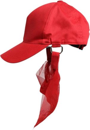 Dolce & Gabbana Baseballpet met gezichtsbedekking - Dames - Petten - Rood - ONE Size - Katoen - Accessoires
