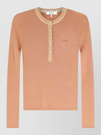 Chlo&eacute; merino wool ribbed henley jumper