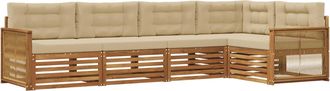 vidaXL Conjunto De Sof&aacute;s De Exterior 5 Uds. Natural Y Beige Vidaxl