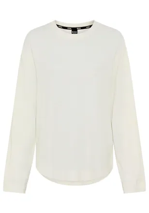 HUGO BOSS Sweatshirt BOSS Ottoman, Damen, Gr. L, open wei&szlig; 118, Sweatware, Obermaterial: 98% Modal, 2% Elasthan, unifarben, regular fit normal, Rundhals, abgest