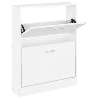 vidaXL Vidaxl - Mueble Zapatero Madera Contrachapada Blanco Brillo 59x17x81 Cm