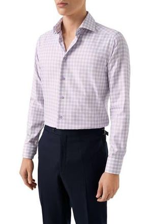 Eton Contemporary Fit Gingham Check Cotton Dobby Dress Shirt in Light Purple at Nordstrom Rack, Size 17