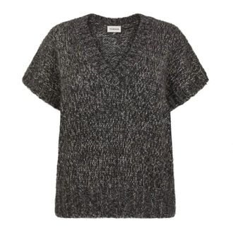 P.A.R.O.S.H. V-neck Knitwear, female, Gray, Size: S Dark Grey Wool Knit Sweater
