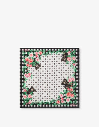 Moschino Moschino Teddy Bear printed silk scarf - Black