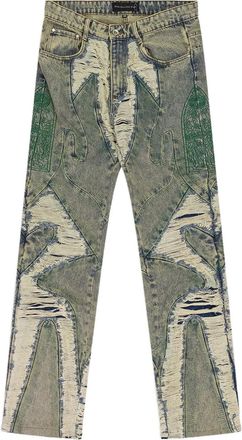 Who Decides War by Ev Bravado Wave gerafelde jeans - Blauw