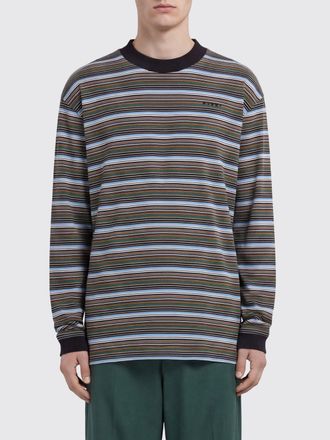 Marni T-shirt a maniche lunghe in cotone a righe multicolor