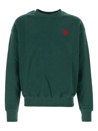 Family Fir$t Milano heart-embroidered crew-neck sweatshirt - Green