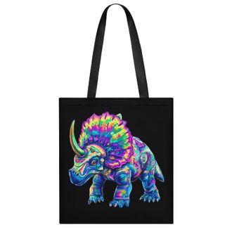Generic Tie Dye Triceratops Tote Bag for Women Men Shoulder Bags Purses Pouch Handbags