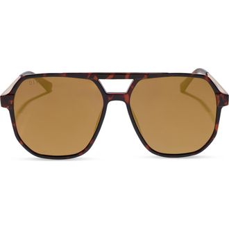 DIFF Eyewear 59mm Landon Aviator Sunglasses in Dark Tortoise Brown Light Gold at Nordstrom Rack