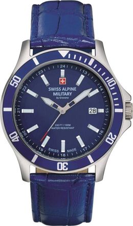 Swiss Alpine Military 7022.1535 Analoog Horloge - Heren - Horloges - Blauw - ONE Size - Leer - Accessoires