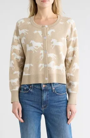 Vigoss Horse Cardigan in Oatmeal at Nordstrom Rack, Size X-Small